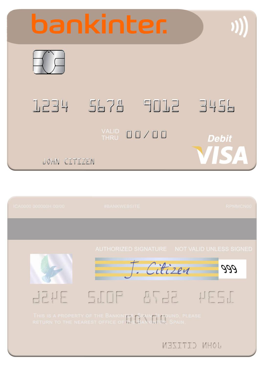 Spain Bankinter visa debit card